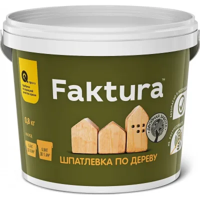Акриловая шпаклевка по дереву FAKTURA водостойкая, для наружных и внутренних работ, цвет белый 0,8 кг О02557