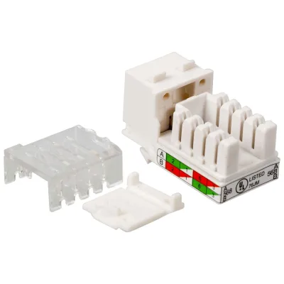 Вставка Keystone RJ-45 LANMASTER категория 5e, белая, со шторкой, узкая, LAN-OK45U5E/90N-WH