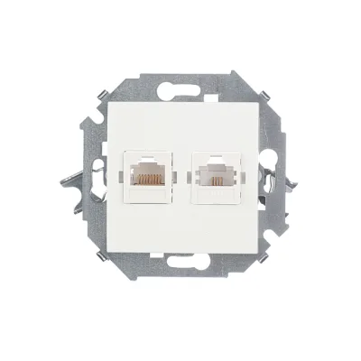 Розетка компьютерная/ телефонная Simon 15 встраиваемая белая RJ11/ RJ45 (1591590-030)