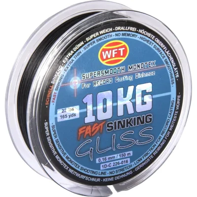 Плетеная леска WFT KG GLISS SINKING Black 150/016 1D-C-226-016