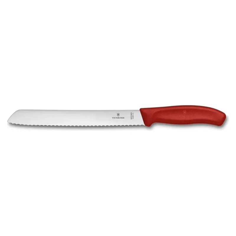 Нож для хлеба Victorinox лезвие 21 см волнистое, красный, в блистере 6.8631.21B