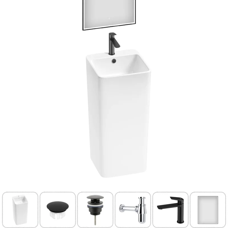 Набор Wellsee 6 в 1 Callipy Art напольная раковина 40x40x84,5 см 20218941R