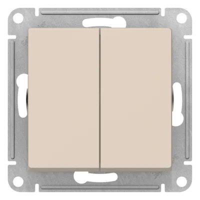 Переключатель Systeme Electric AtlasDesign двухклавишный встраиваемый бежевый (ATN000273)