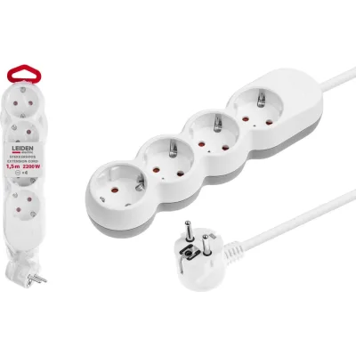 Удлинитель LEIDEN ELECTRIC 1, 5 м 4 розетки 2, 2 кВт с заземлением 805025 ЦЗ-5681700720