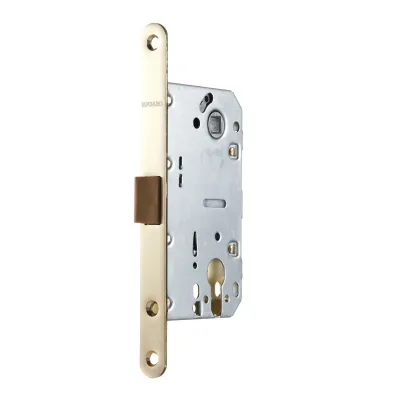 Замок врезной Fuaro PLASTP85C-50 SG для межкомнатной двери под цилиндр матовое золото