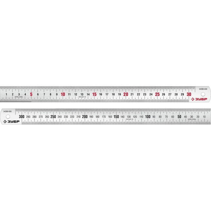 Про-30 Усиленная нержавеющая линейка 0,30 м ЗУБР 34280-030