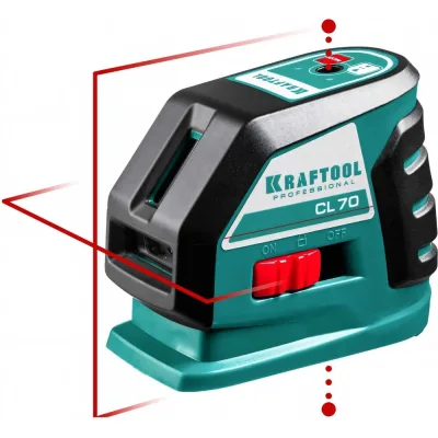 Лазерный линейный нивелир KRAFTOOL CL-70 20м / 70м /детектор/, сверхъяркий IP54 34660