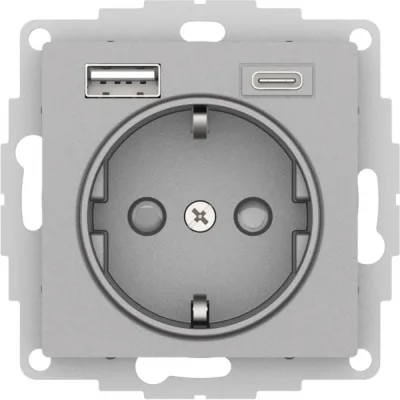Розетка USB Systeme Electric AtlasDesign встраиваемая алюминий USB-A/ Type-C (ATN000332)