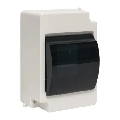 Щит распределительный навесной EKF PROxima КМПН 1/4 пластиковый IP30 140х100х65 мм 4 модуля прозрачная дверь светло-серый (pbm40-nk-4)