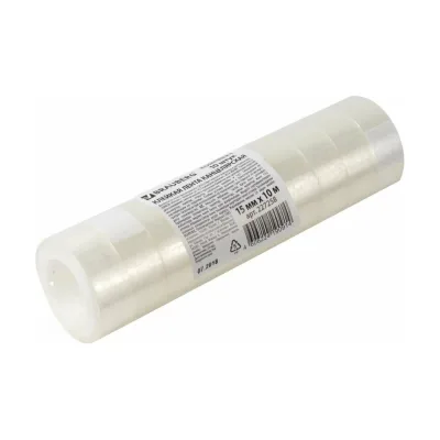Канцелярская клейкая лента BRAUBERG 15 мм х 10 м, 10 шт., прозрачная 227258