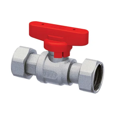 Шаровой кран FAR1/2" хромированный 3/4" накидные гайки, бабочка, красный FS 3037 12RC
