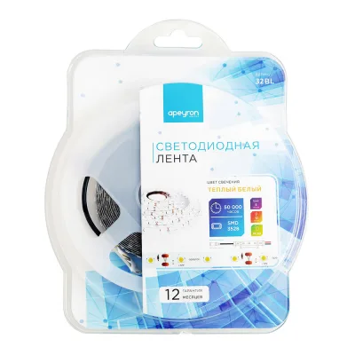 Лента светодиодная Apeyron 3000К 9,6 Вт/м 12 В IP20 SMD 3528 5 м (32BL)