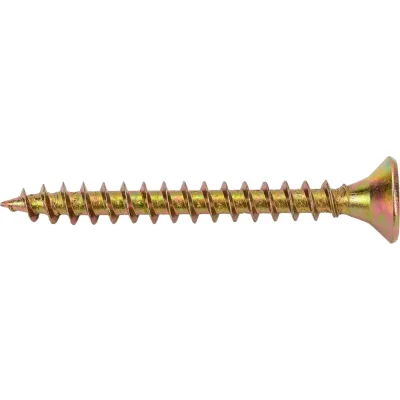 Шуруп Качественный КРЕПЕЖ желтый цинк 5,0x45, 90 шт. 0300503 КЧ