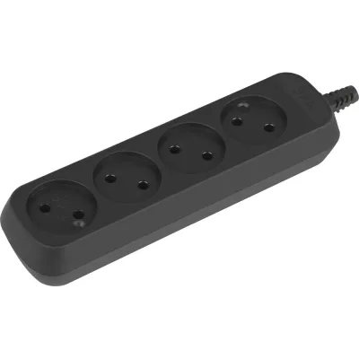 Колодка ЭРА kx4b 4 розетки без зазeмления, черная Б0061705
