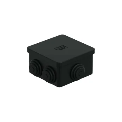 Распределительная коробка Экопласт JBS070 о/п 70x70x40, 6 выходов, IP44 цвет черный, подходит для монтаж. пистолета 44056BL-1