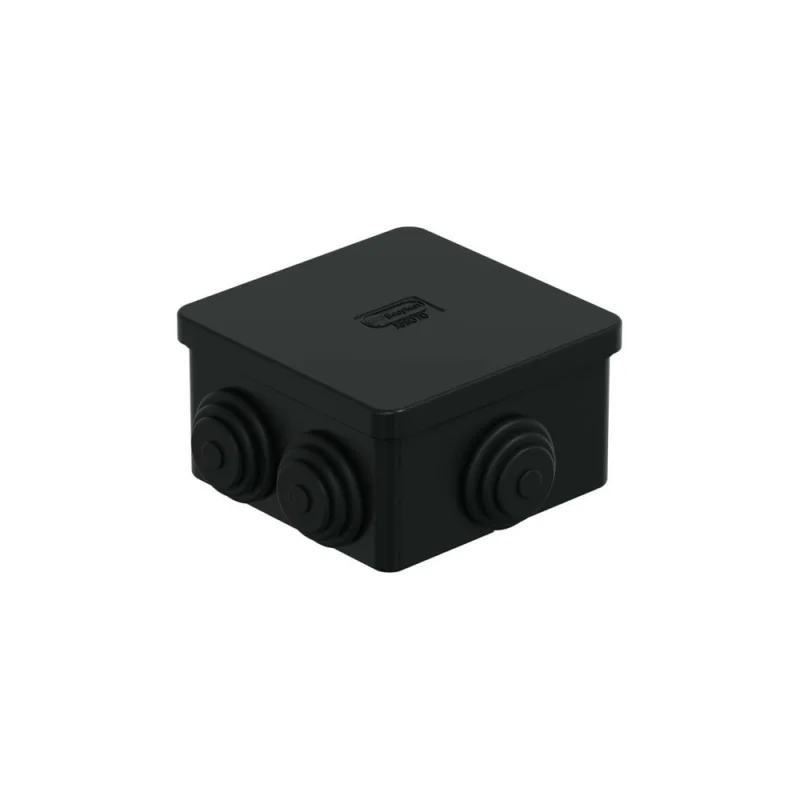 Распределительная коробка Экопласт JBS070 о/п 70x70x40, 6 выходов, IP44 цвет черный, подходит для монтаж. пистолета 44056BL-1
