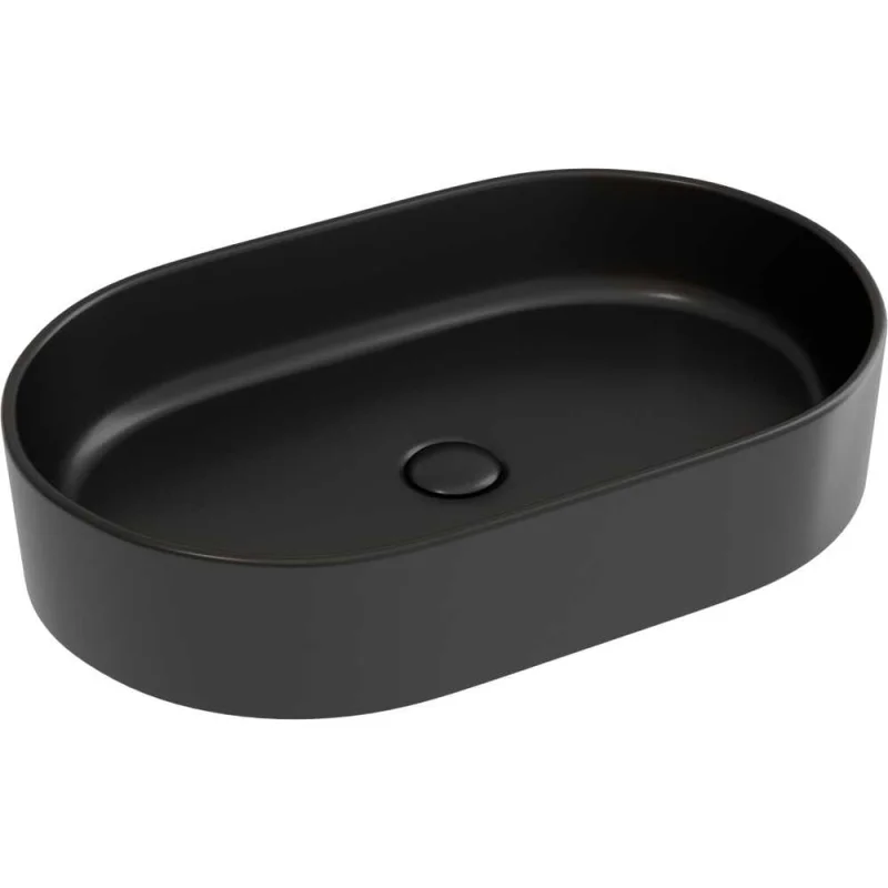 Умывальник-чаша накладная Ceramicanova Element овальная, цвет черный матовый, 608х385х122 мм CN6048MB