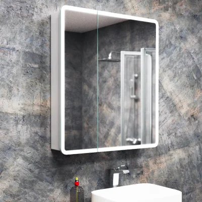 Зеркальный шкаф Bauedge Bau Stil 70x80, LED подсветка, сенсор, плавное закрывание, оборачиваемый BS7080W
