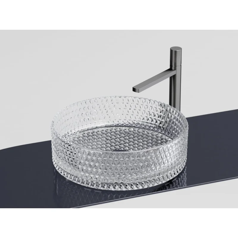 Умывальник чаша накладная Ceramicanova Cristal круглая, прозрачная, 360х360х112 мм CN6062