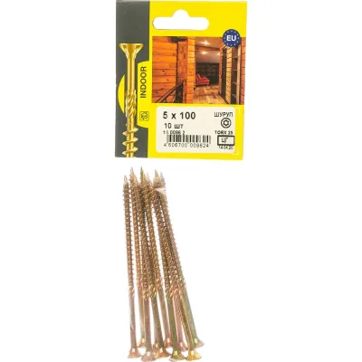 Конструкционный шуруп для дерева с фрезой ЕВРОПАРТНЕР потай, ж/п Torx 25 5.0х100, 10 шт. 15 0096 2