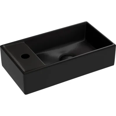 Умывальник подвесной прямоугольный Ceramicanova Element чаша справа, отверстие под смеситель слева, черный матовый, 407х217х100 мм CN6051RMB