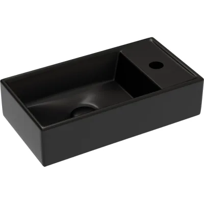 Умывальник подвесной прямоугольный Ceramicanova Element чаша слева, отверстие под смеситель справа, черный матовый, 407х217х100 мм CN6051LMB