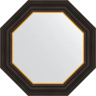 Зеркало в багетной раме EVOFORM черное дерево с золотом 71 мм, 54x54 см BY 3874