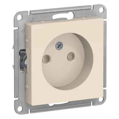 Розетка Systeme Electric AtlasDesign встраиваемая бежевая без заземления со шторками (ATN000249)