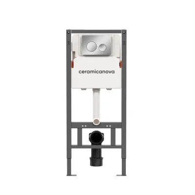 Система инсталляции для унитазов Ceramicanova Balance с кнопкой смыва Circle, цвет хром глянцевый, с креплениями, арт. CN121001CH