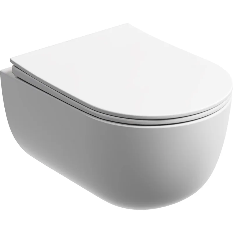 Подвесной унитаз Ceramicanova Modena Rimless, цвет белый матовый, глубокий смыв, с крепежом для полностью скрытого монтажа, ультратонким сидением и крышкой CN6063MW