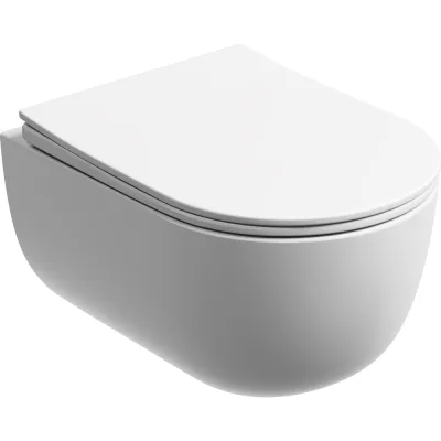 Подвесной унитаз Ceramicanova Modena Rimless, цвет белый матовый, глубокий смыв, с крепежом для полностью скрытого монтажа, ультратонким сидением и крышкой CN6063MW