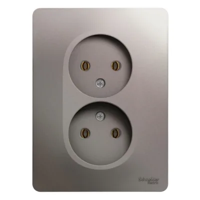 Розетка двойная Systeme Electric Glossa встраиваемая платина без заземления (GSL001220)