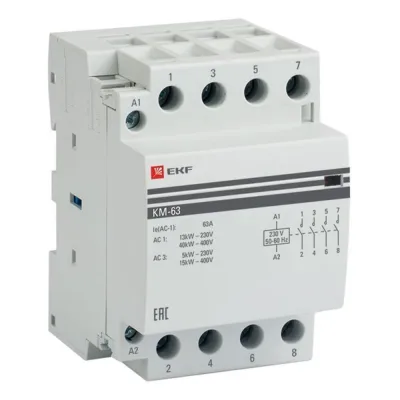Контактор модульный EKF PROxima КМ 220 В 63 А тип AC 4НО (km-3-63-40)