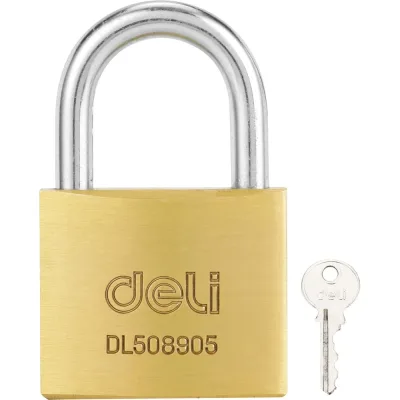 Навесной латунный замок DELI 40 мм dl508905 (автомат, 3 ключа, закаленная дужка) 118497