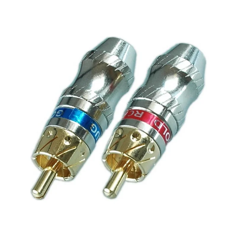 Разъем RCA штекер Pro Legend металл на кабель, красный и синий, Gold, PL2163