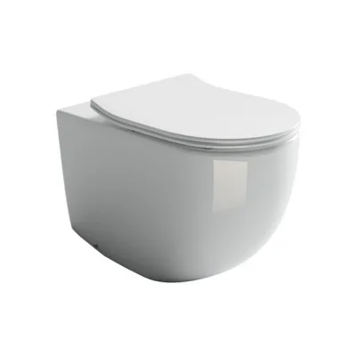 Унитаз напольный приставной Ceramicanova Metropol Rimless с горизонтальным выпуском с сиденьем дюропласт микролифт (CN4004)