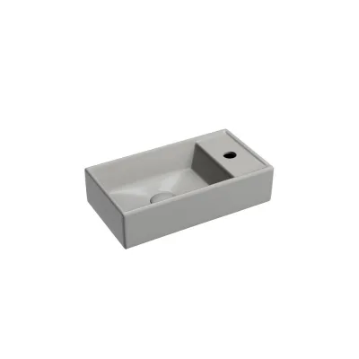 Умывальник подвесной прямоугольный Ceramicanova Element чаша слева, отверстие под смеситель справа, антрацит матовый, 407х217х100 мм CN6051LMH