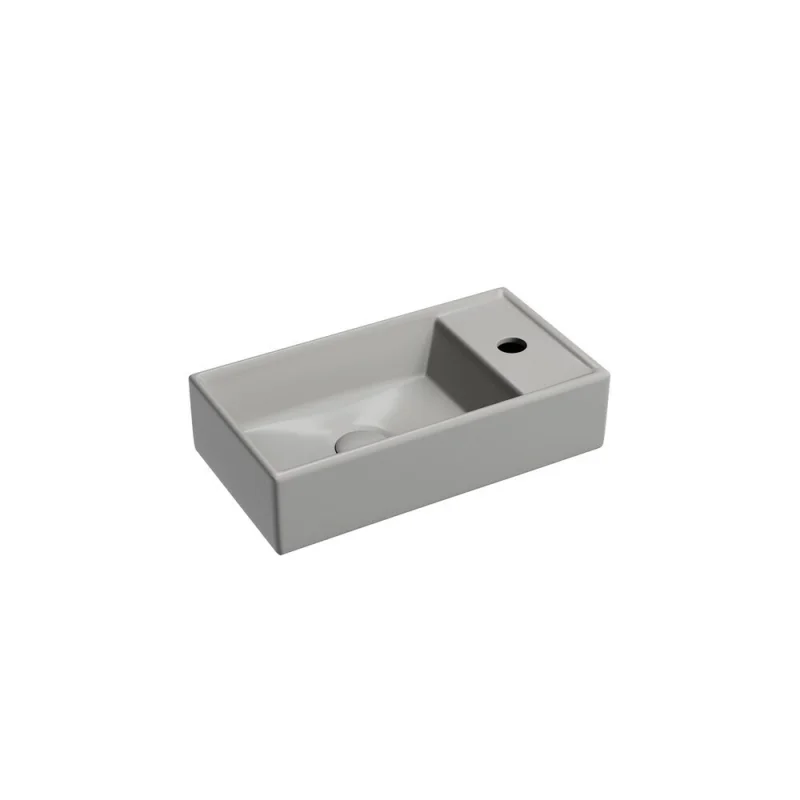 Умывальник подвесной прямоугольный Ceramicanova Element чаша слева, отверстие под смеситель справа, антрацит матовый, 407х217х100 мм CN6051LMH
