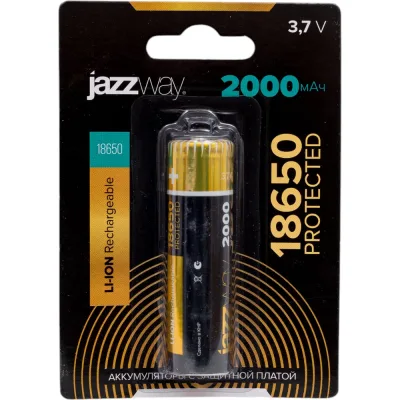 Аккумулятор Jazzway Jаzzway 18650 3.7В Li-Ion 2000 мАч с защитой BL-1 (блистер 1шт) 5012042