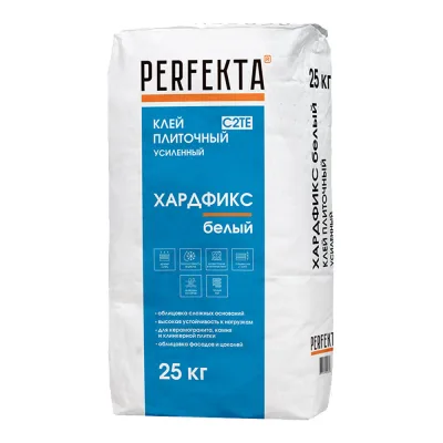 Клей для плитки/ керамогранита/ мозаики Perfekta Хардфикс белый класс C2 TE 25 кг