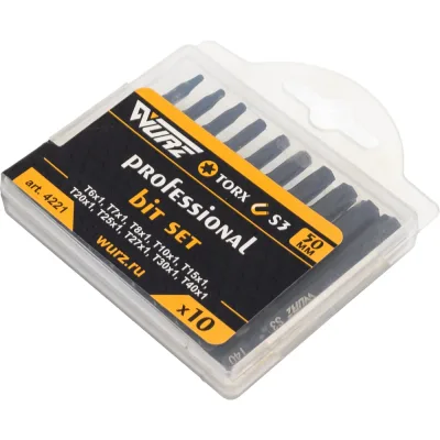 Набор магнитных бит TORX 50 мм, Т5-Т30, 10 шт WURZ 4221