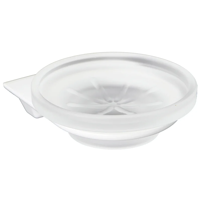 Мыльница для ванной WasserKraft Kammel K-8300White с держателем стекло/металл белая (K-8329W)
