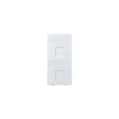 Адаптер Simon на 2хRJ45 коннектора, S-модуль, с защитными шторками, белый S76B-9