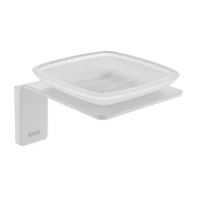 Мыльница IDDIS матовое стекло, сплав металлов, Слайд (Slide), белый матовый SLIWTG0i42