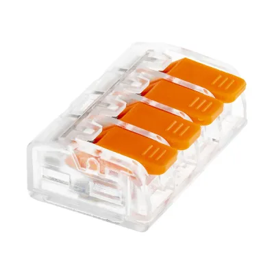 Клемма на 4 провода Duwi СМК 223-414 0,5-4 кв.мм с рычажками без пасты (50 шт.) (26746 1)