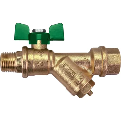 Kран шаровой для воды Bugatti с фильтром Eco Valve Rp1" x R3/4" DN20 PN20 арт.743G 07436G25