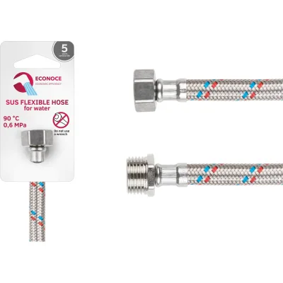 Гибкая подводка ECONOCE SUS, гайка 1/2" - штуцер 1/2", 100 см EC021100