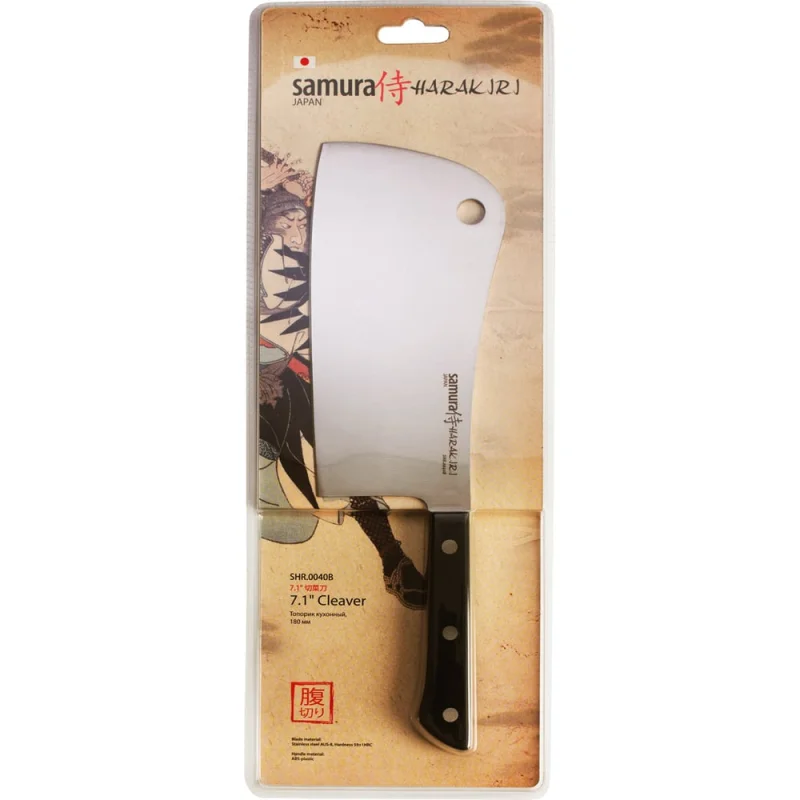 Кухонный топорик Samura HARAKIRI 180 мм, коррозийно-стойкая сталь, ABS пластик SHR-0040B/K