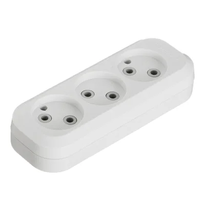 Колодка 3 розетки Makel без заземления 10 А 250 В 2,2 кВт IP20 белая (MGP121)