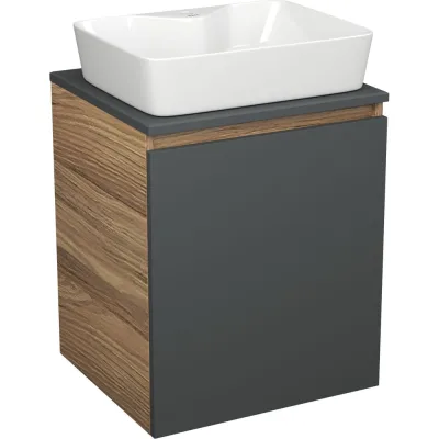 Тумба Bauedge Bau Dream Blackwood 50 графит, раковина BAU Cerama 48х37 белая SD4165
